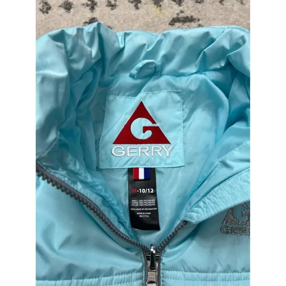 Gerry Girls Size M (10-12) Puffer Coat Jacket Light Blue Front Zip‎ Lightweight